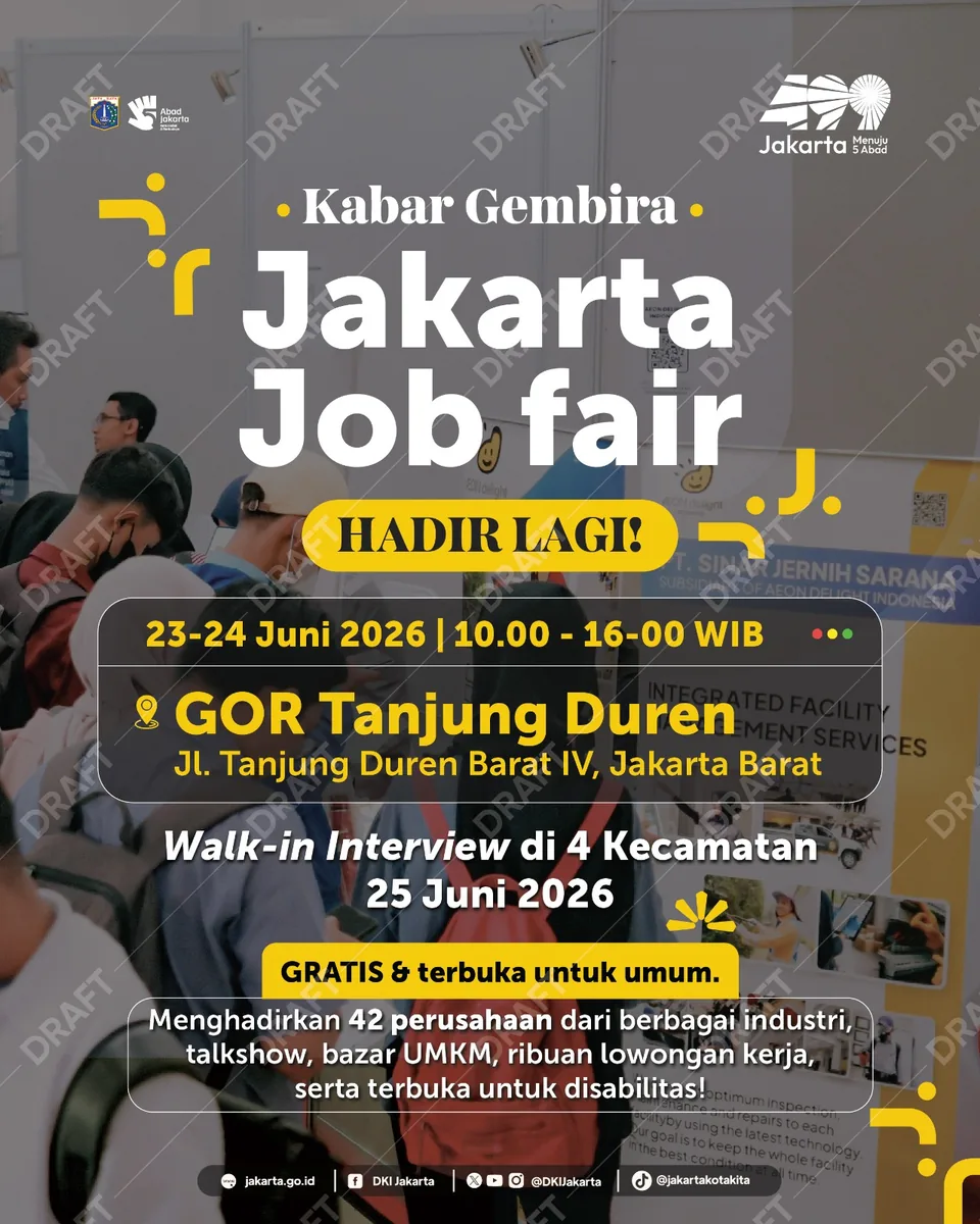 Job Fair Provinsi Kepulauan Riau 2026 (Suku Dinas TKTE Wilayah Provinsi Kepulauan Riau Barat) : 23-24 Juni 2026